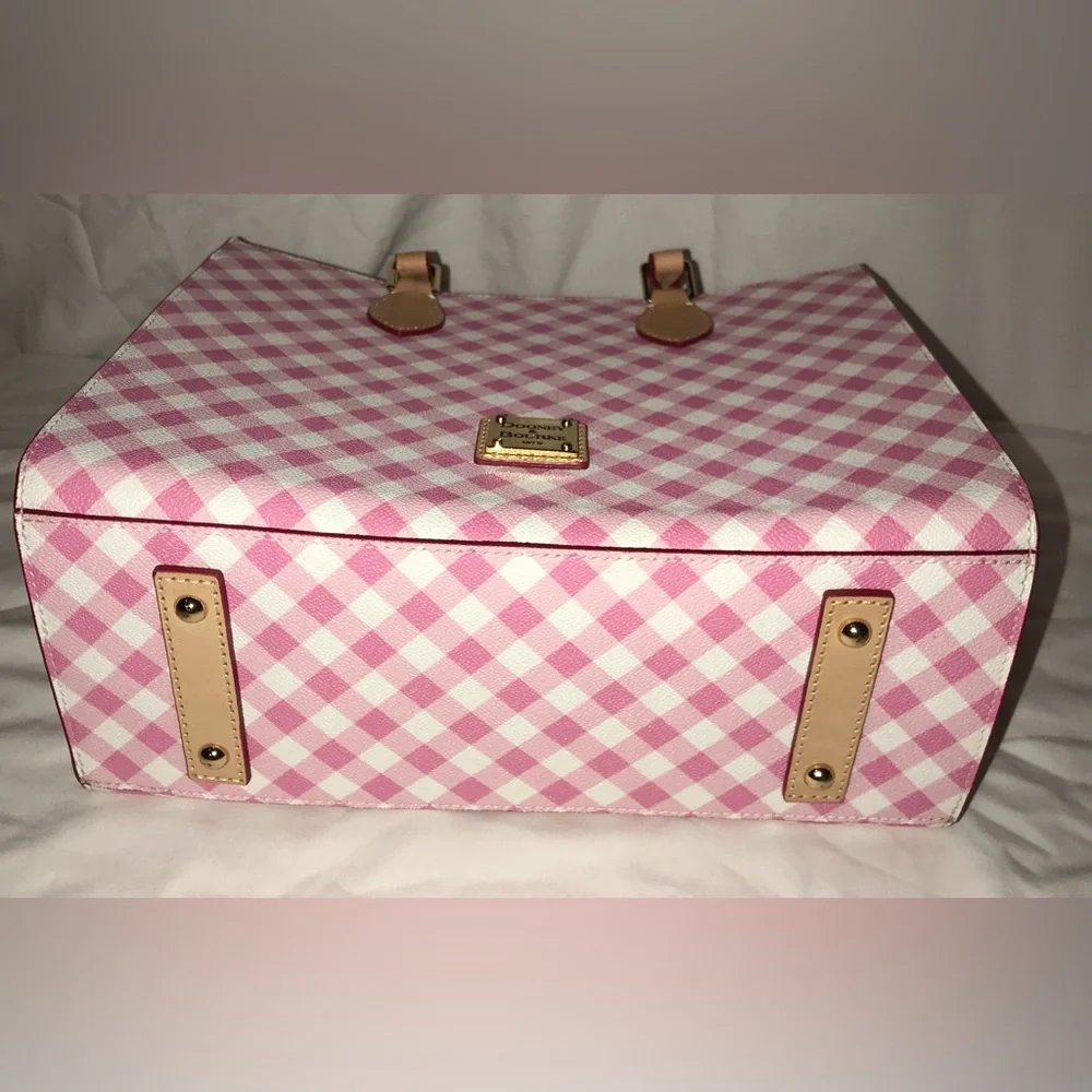 Dooney & Bourke Gingham II Janine Pink and White satchel Crossbody Bag - Picture 7 of 11